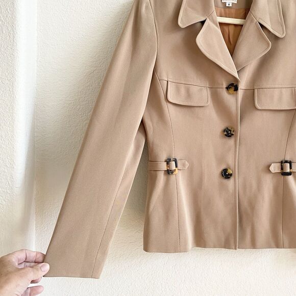 Neiman Marcus NM Essentials Blazer Button 80s Polyester Suit Jacket Lined Sz 8 - Picture 2 of 10